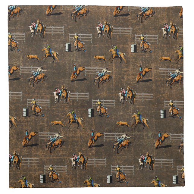 Western Dinner Napkins With Rodeo Event Design (Front)
