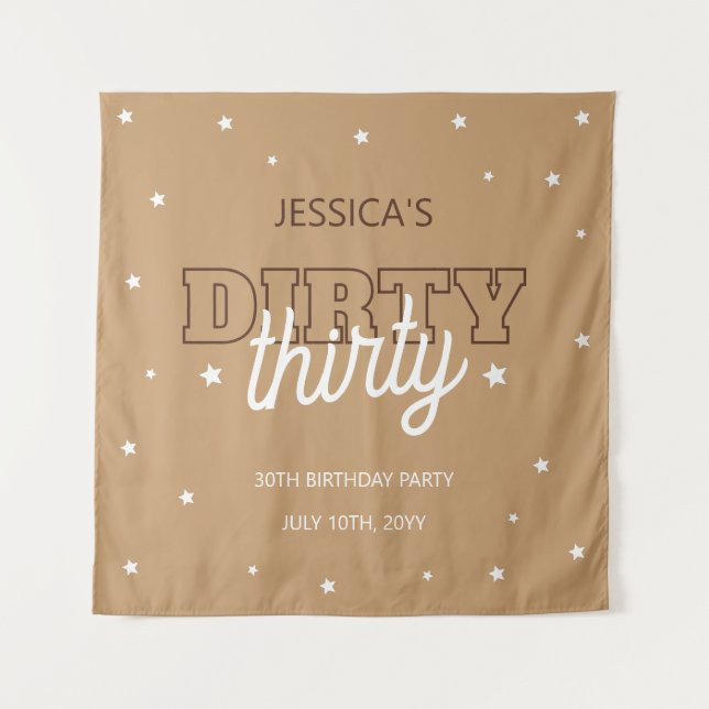 Western Dirty Thirty 30th Birthday Party Backdrop (Front)