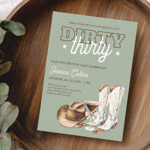 Western Dirty Thirty Cowgirl 30th Birthday Party Invitation