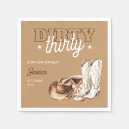 Western Dirty Thirty Cowgirl 30th Birthday Party Napkins
