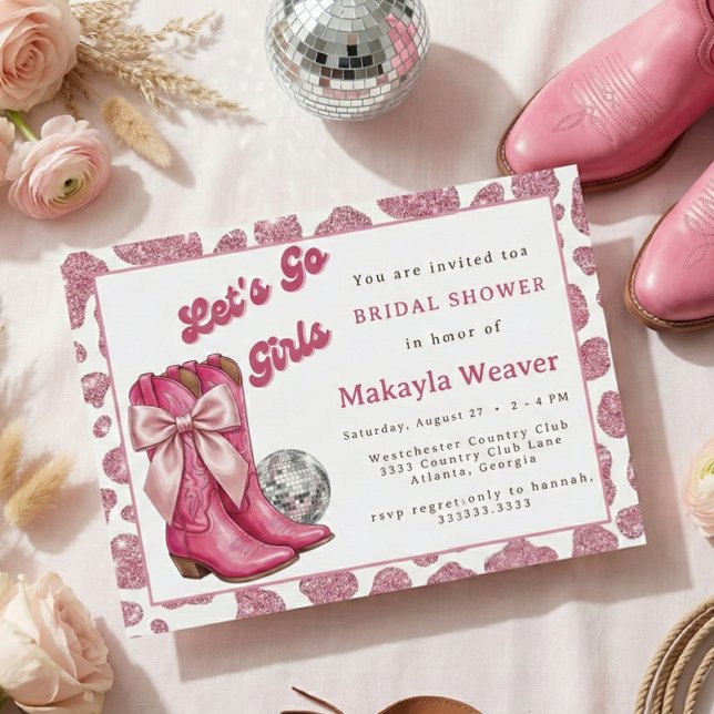 Western Disco Cowgirl Boots Bridal Shower Invitation (Creator Uploaded)
