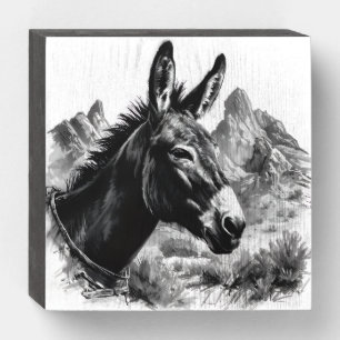 Western Donkey Vintage Farmhouse Decor Wooden Box Sign