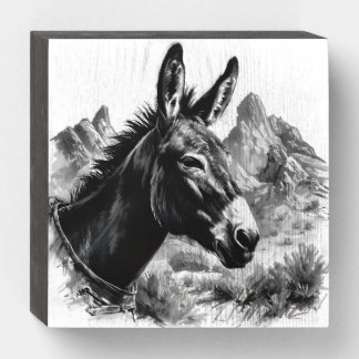 Western Donkey Vintage Farmhouse Decor Wooden Box Sign