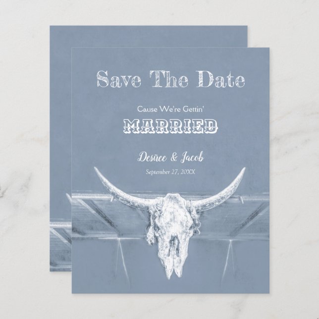 Western Dusty Blue White Rustic Distressed Budget (Front/Back)