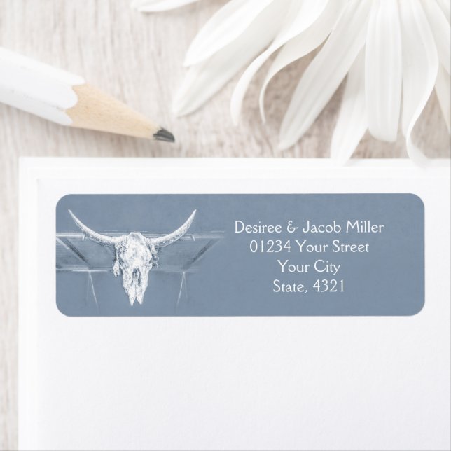 Western Dusty Blue White Rustic Distressed Vintage Label (Insitu)