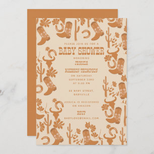 Western Earth Tone Country Boots Baby Shower Invitation