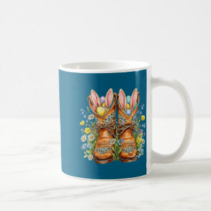 Western easter cowboy boots bunny ears howdy coffee mug