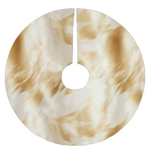 Western Elegant Gold White Cream Cowhide Brushed Polyester Tree Skirt