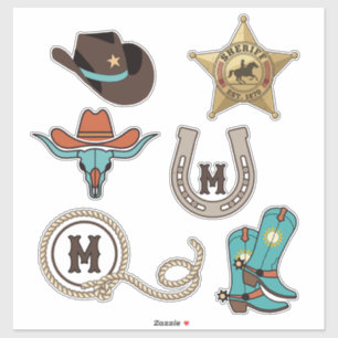 Western Elements With Monogram ID1318 Sticker