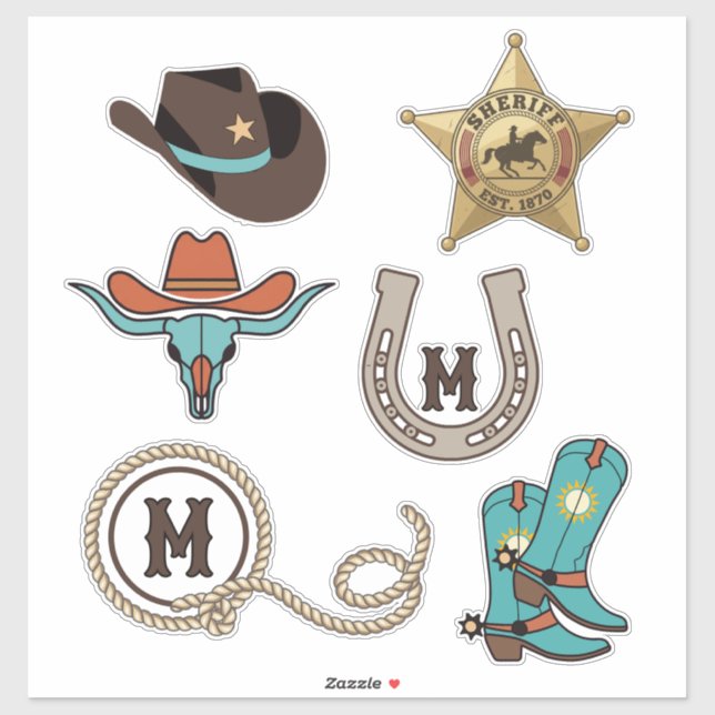 Western Elements With Monogram ID1318 Sticker (Sheet)