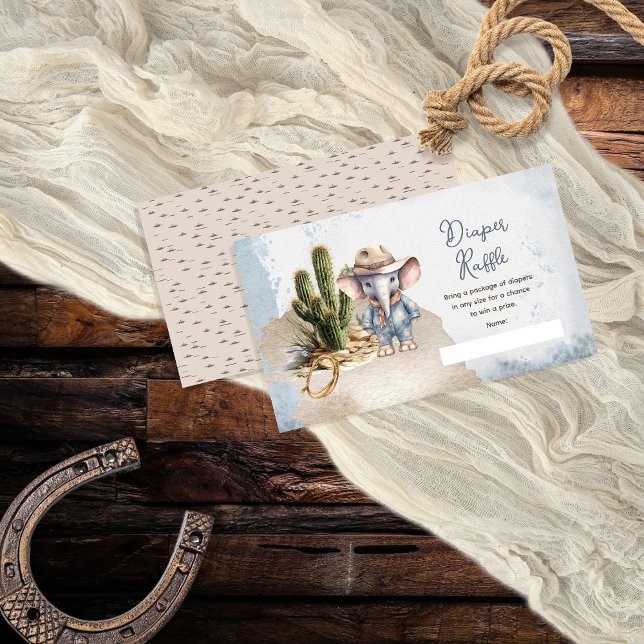 Western Elephant Cowboy Baby Shower Diaper Raffle Enclosure Card (Rustic Western Elephant Cowboy Boy Baby Shower "Diaper Raffle" Cards)