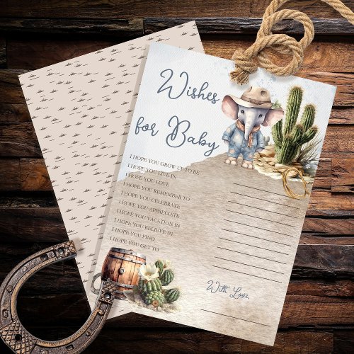 Western Elephant Cowboy Shower Wishes for Baby Invitation