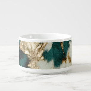 Western Emerald Gold White Cowhide Bowl