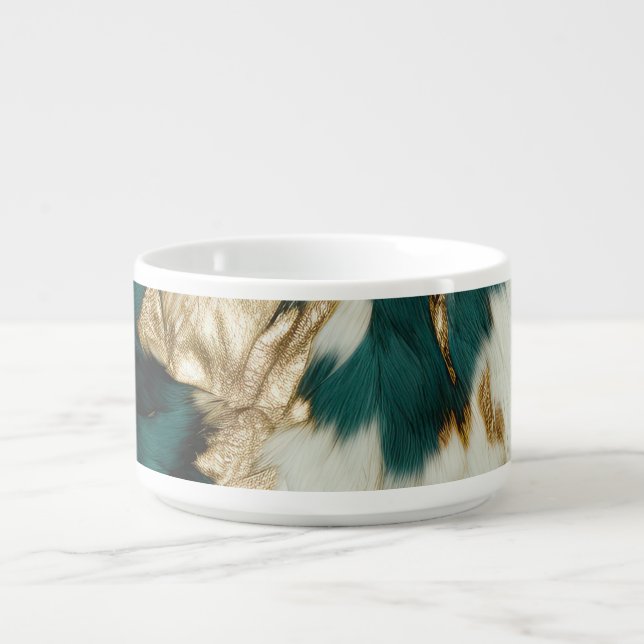 Western Emerald Gold White Cowhide  Bowl (Center)