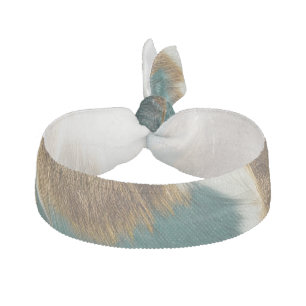 Western Emerald Gold White Cowhide Elastic Hair Tie