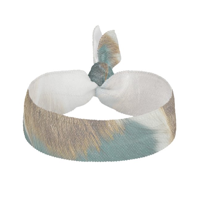 Western Emerald Gold White Cowhide  Elastic Hair Tie (Front)
