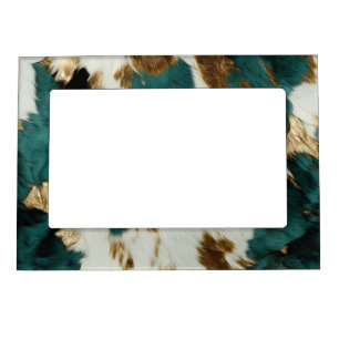 Western Emerald Gold White Cowhide  Magnetic Frame