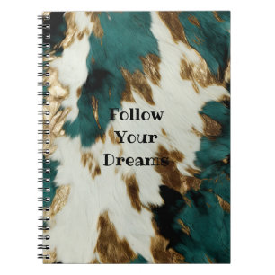 Western Emerald Gold White Cowhide  Notebook