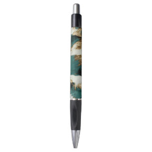 Western Emerald Gold White Cowhide Pen