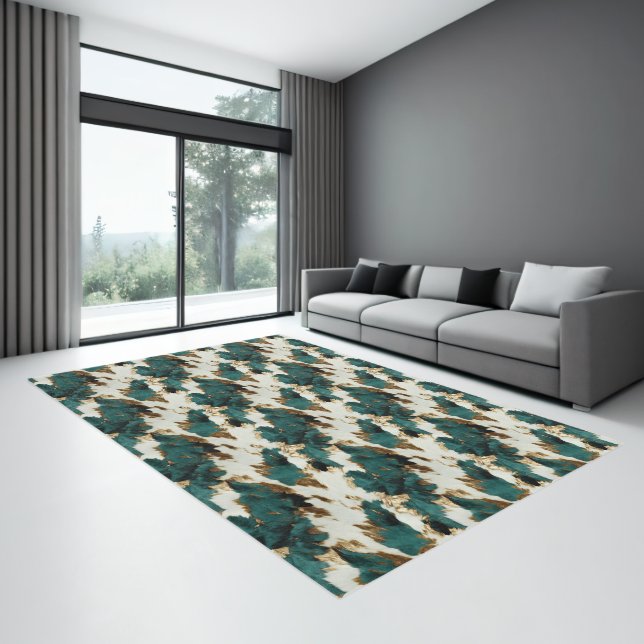 Western Emerald Gold White Cowhide  Rug (Insitu (Indoor 3))