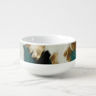 Western Emerald Gold White Cowhide Soup Mug