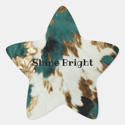 Western Emerald Gold White Cowhide  Star Sticker