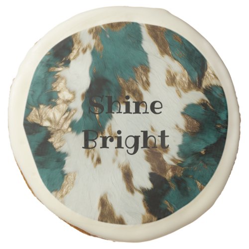 Western Emerald Gold White Cowhide  Sugar Cookie