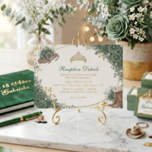 Western Emerald Green Golden Country Quinceañera Enclosure Card