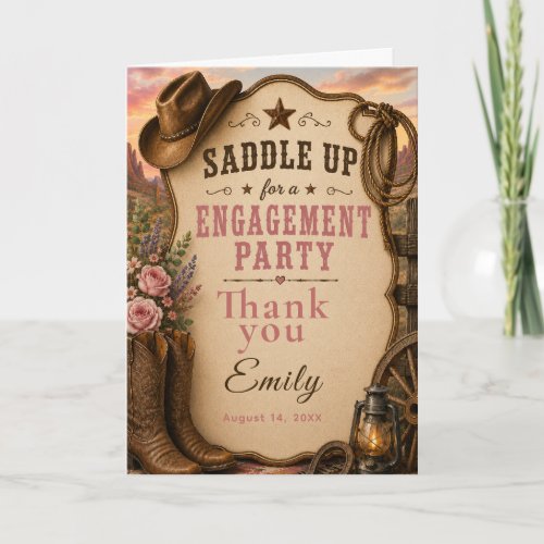 Western Engagement Party Thank You Card