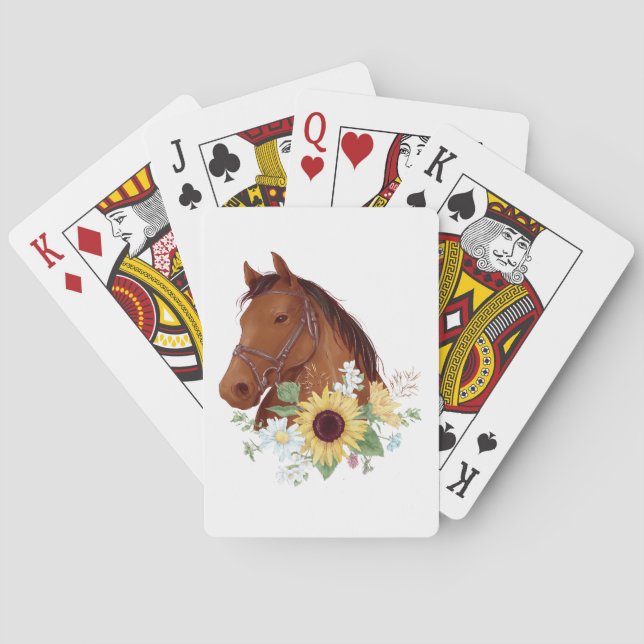 Western Equestrian Horseback Riding Brown Horse Poker Cards (Back)