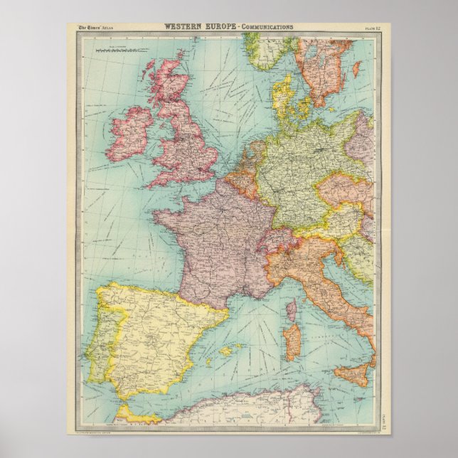 Western Europe communications Poster (Front)