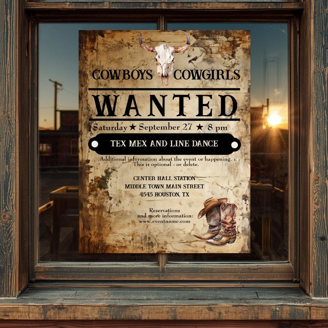 Western event flyer (Western rustic event flyer)