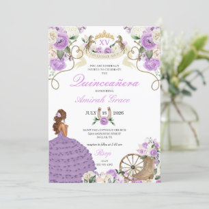 Western Fairytale Purple Cowgirl Quinceañera Invitation