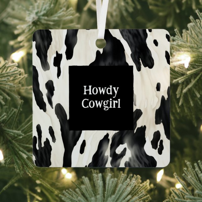 Western Farm Animal Cow Country Christmas Metal Ornament (Insitu)
