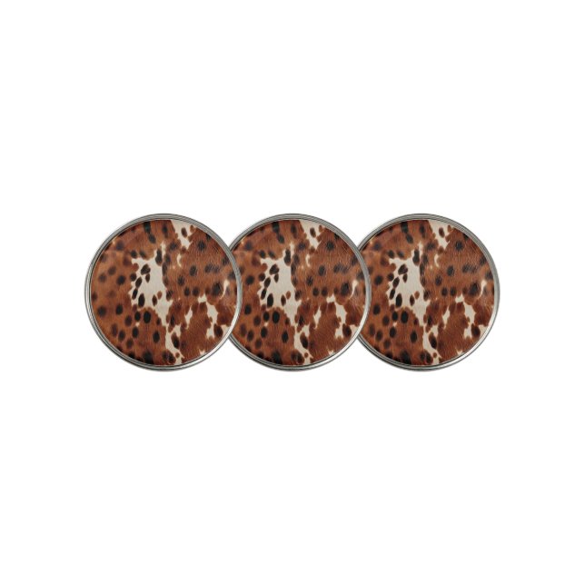 Western Farm Brown Cream Cowhide  Golf Ball Marker (3 Up)