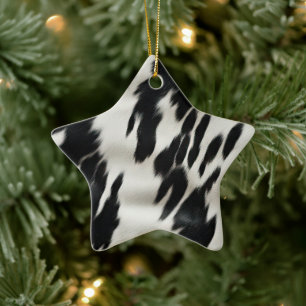 Western Farm Cowhide Ceramic Ornament