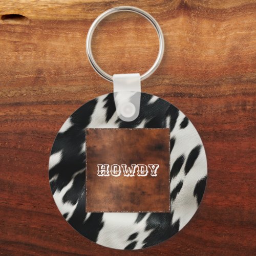 Western Farm Cowhide Keychain