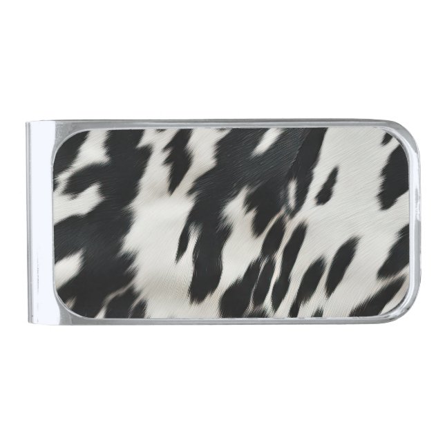 Western Farm Cowhide  Silver Finish Money Clip (Front)