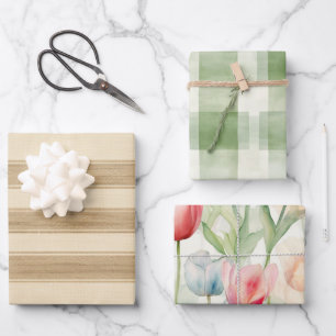 Western Farm Cream Stripes  Wrapping Paper Sheets