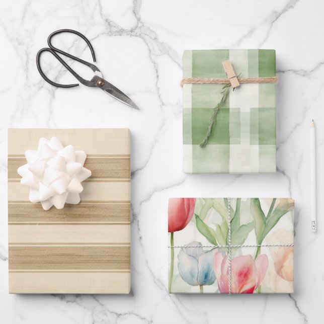 Western Farm Cream Stripes  Wrapping Paper Sheets (Front)