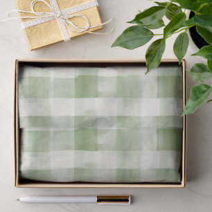 Western Farm Green Cream Plaid Stripes Christmas Tissue Paper