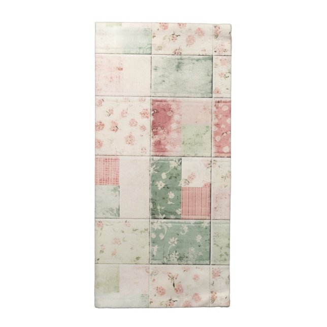 Western Farm Mint Pink Floral Quilt Patterns Cloth Napkin (Half Fold)