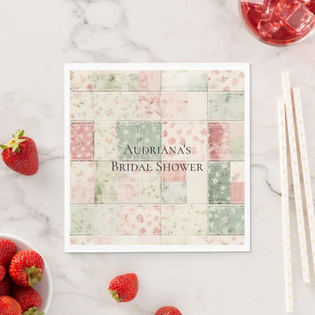Western Farm Mint Pink Floral Quilt Patterns Napkins (Insitu)