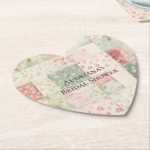 Western Farm Mint Pink Floral Quilt Patterns Paper Coaster