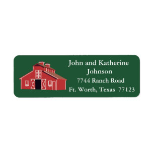 Western Farm Ranch Red Barn Return Address Label