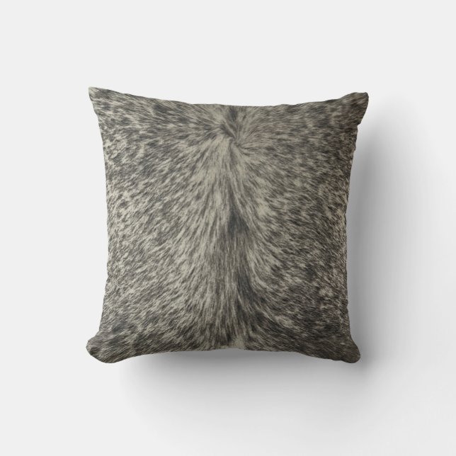 Western Faux Animal Cow Skin Print Throw Pillow (Front)