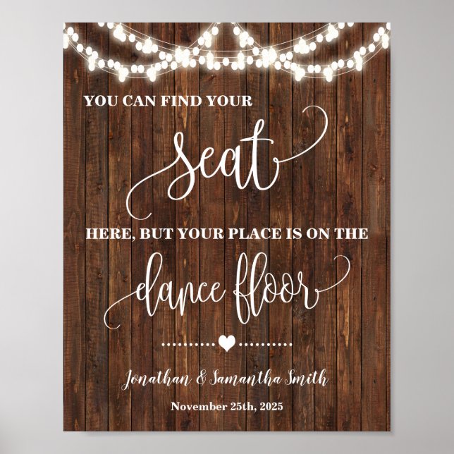 Western Find your Seat Sign Wedding Ceremony (Front)
