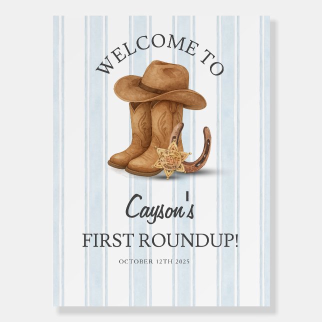 Western First Birthday | Cowboy | First Roundup Foam Board (Front)