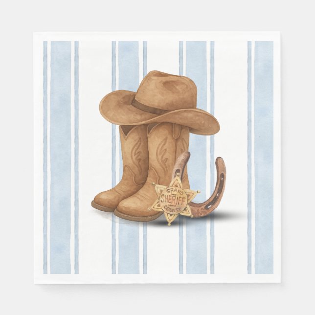 Western First Birthday | Cowboy | First Roundup Napkins (Front)