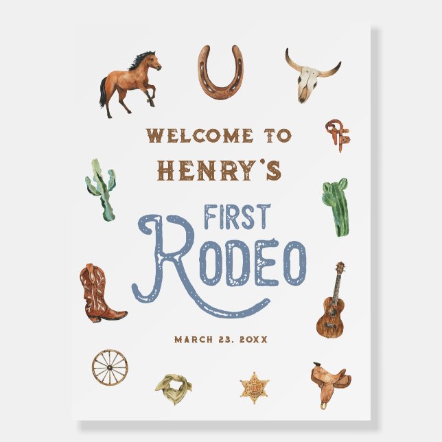Western First Birthday Rodeo Welcome Sign (Front)